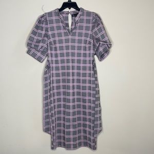 New York & Company Grey and pink stripe dress